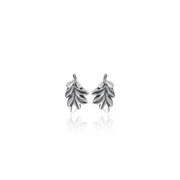 Oak Leaves Silver Post Earrings TER1753 - Jewelry
